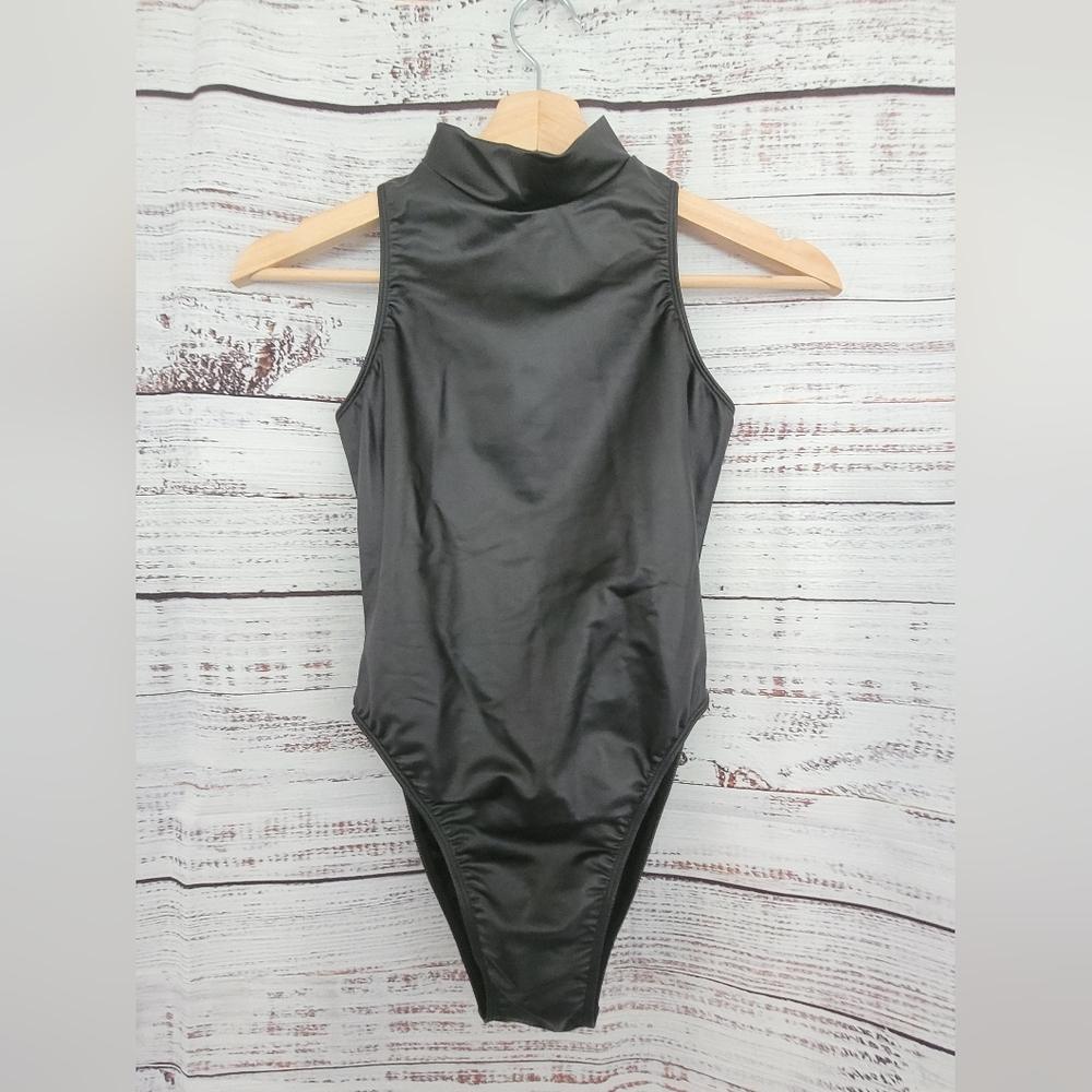 LEOHEX Matte Black Bodysuit Leotard size L
